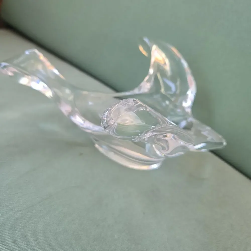 MCM vintage Crystal Bird Dove Pipe Holder Rest Ashtray Trinket Dish